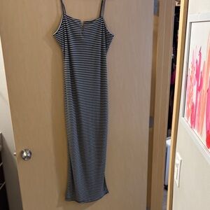 Heart & Hips Black and White Striped Maxi Dress